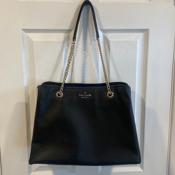 kate spade Handbags - Kate Spade Black Tote Bag Silver Hardware